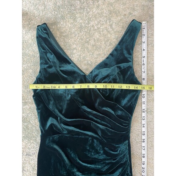 Revelry Size 6 Dawson Velvet Ruched Full Length Maxi Gown Emerald Green Dress - Picture 12 of 14